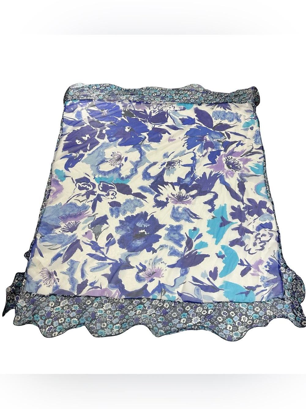Floral Blue & White Decorative Throw - Brand Unknown